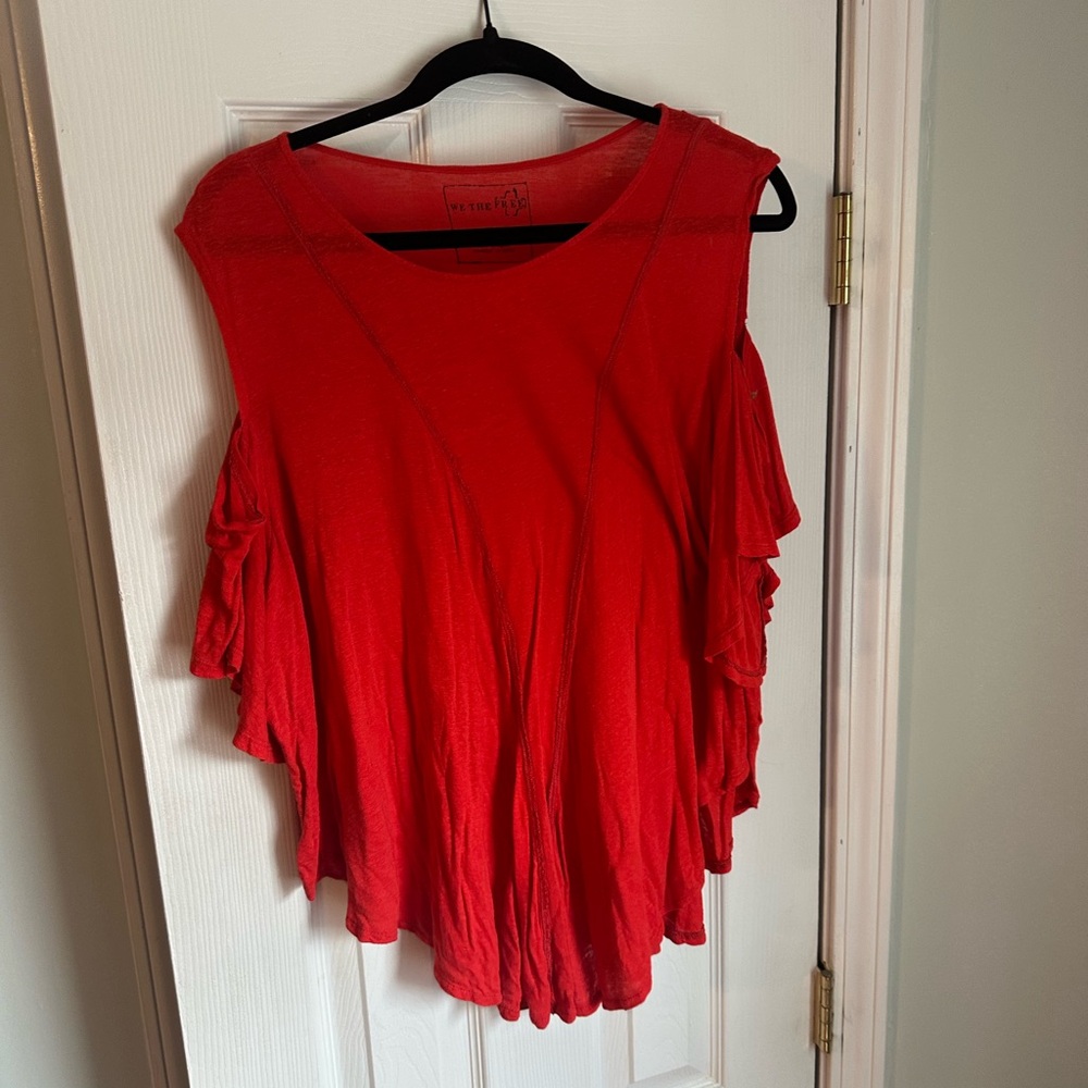 Free People Cold Shoulder Linen Women's Top
